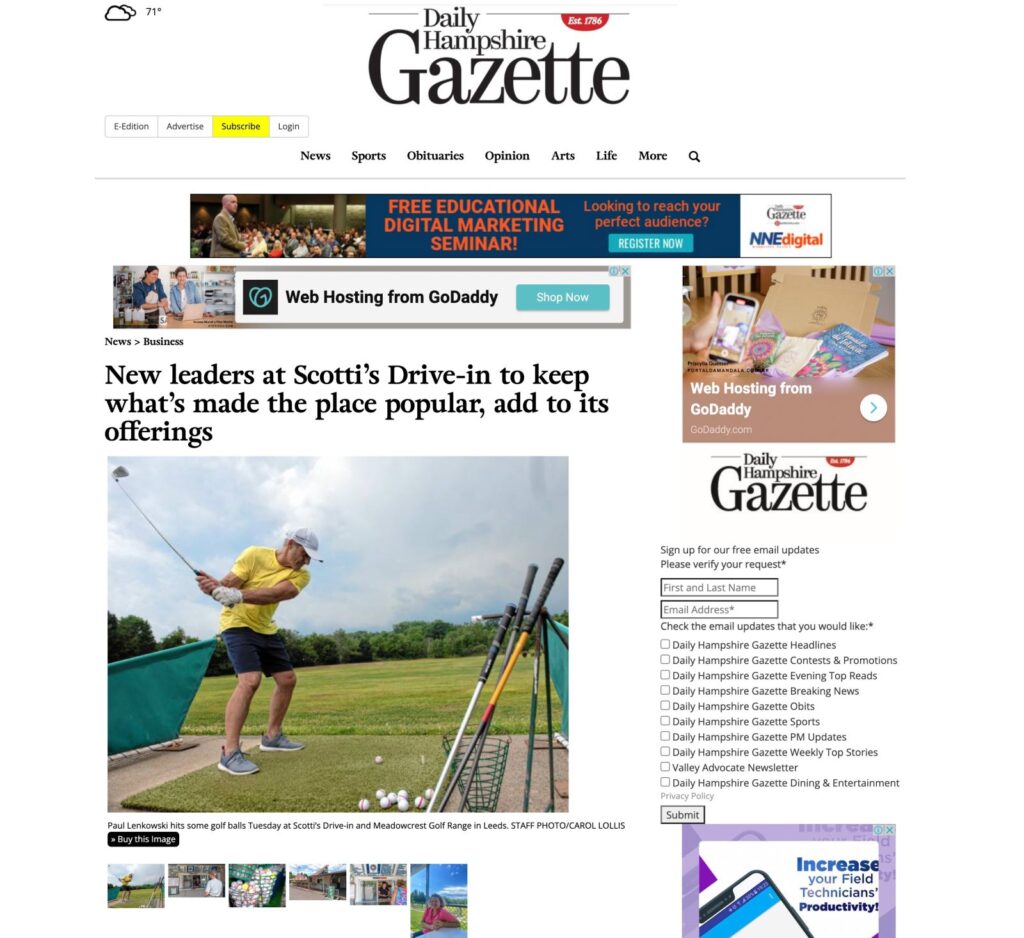 Daily Hampshire Gazette - Article on Scotti's